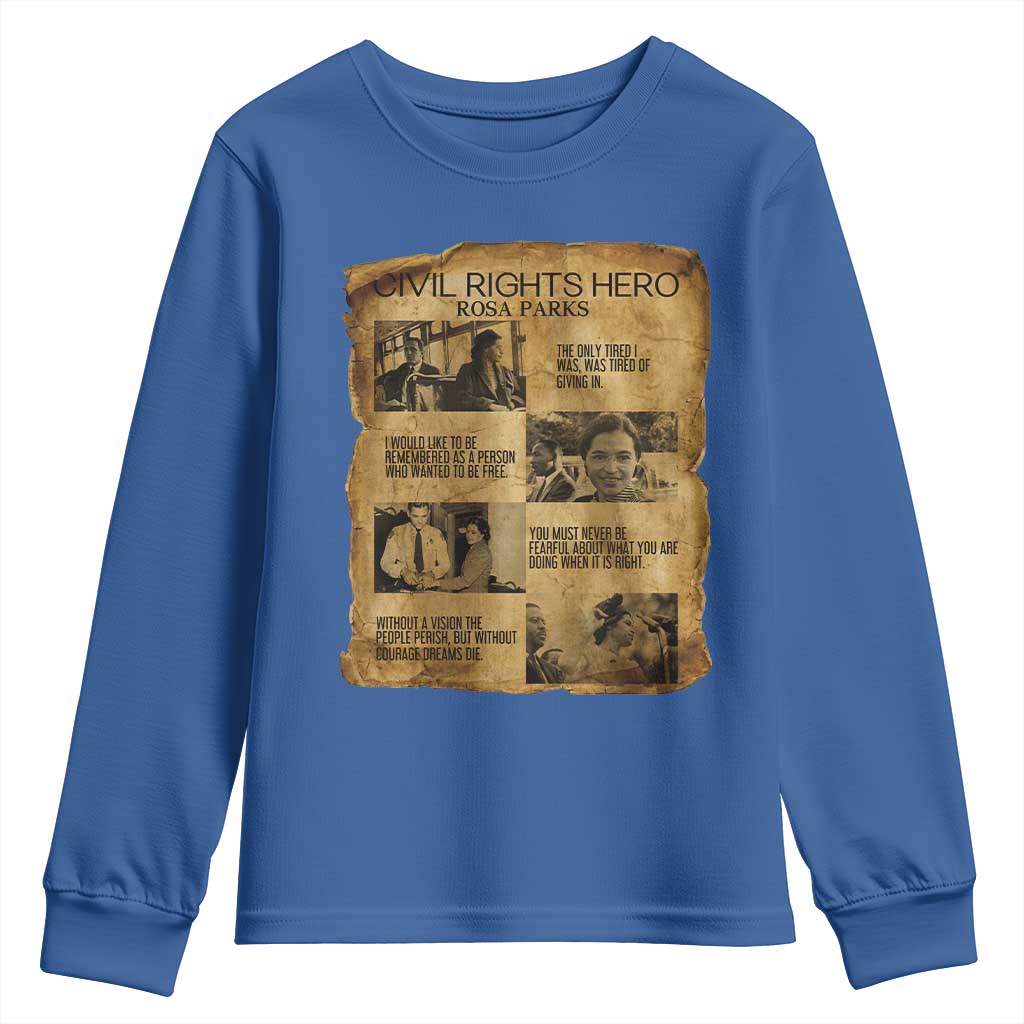 Rosa Parks Quote Youth Sweatshirt Civil Rights History Hero TS12 Royal Blue Print Your Wear