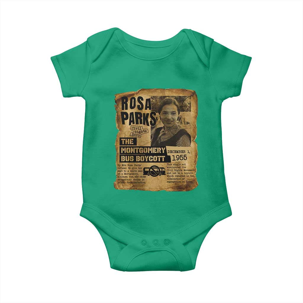 Vintage Rosa Parks Baby Onesie Groovy Black History Month TS12 Irish Green Print Your Wear