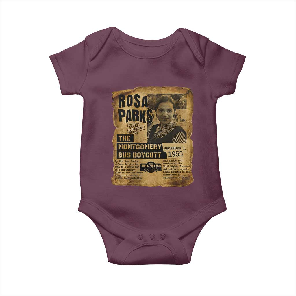 Vintage Rosa Parks Baby Onesie Groovy Black History Month TS12 Maroon Print Your Wear