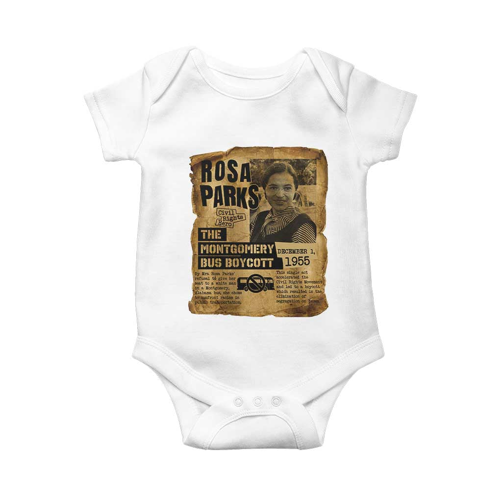 Vintage Rosa Parks Baby Onesie Groovy Black History Month TS12 White Print Your Wear