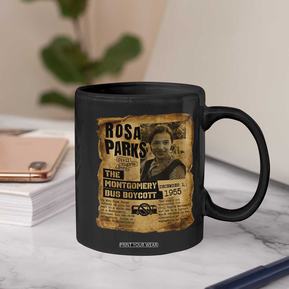 Vintage Rosa Parks Coffee Mug Groovy Black History Month TS12 Print Your Wear
