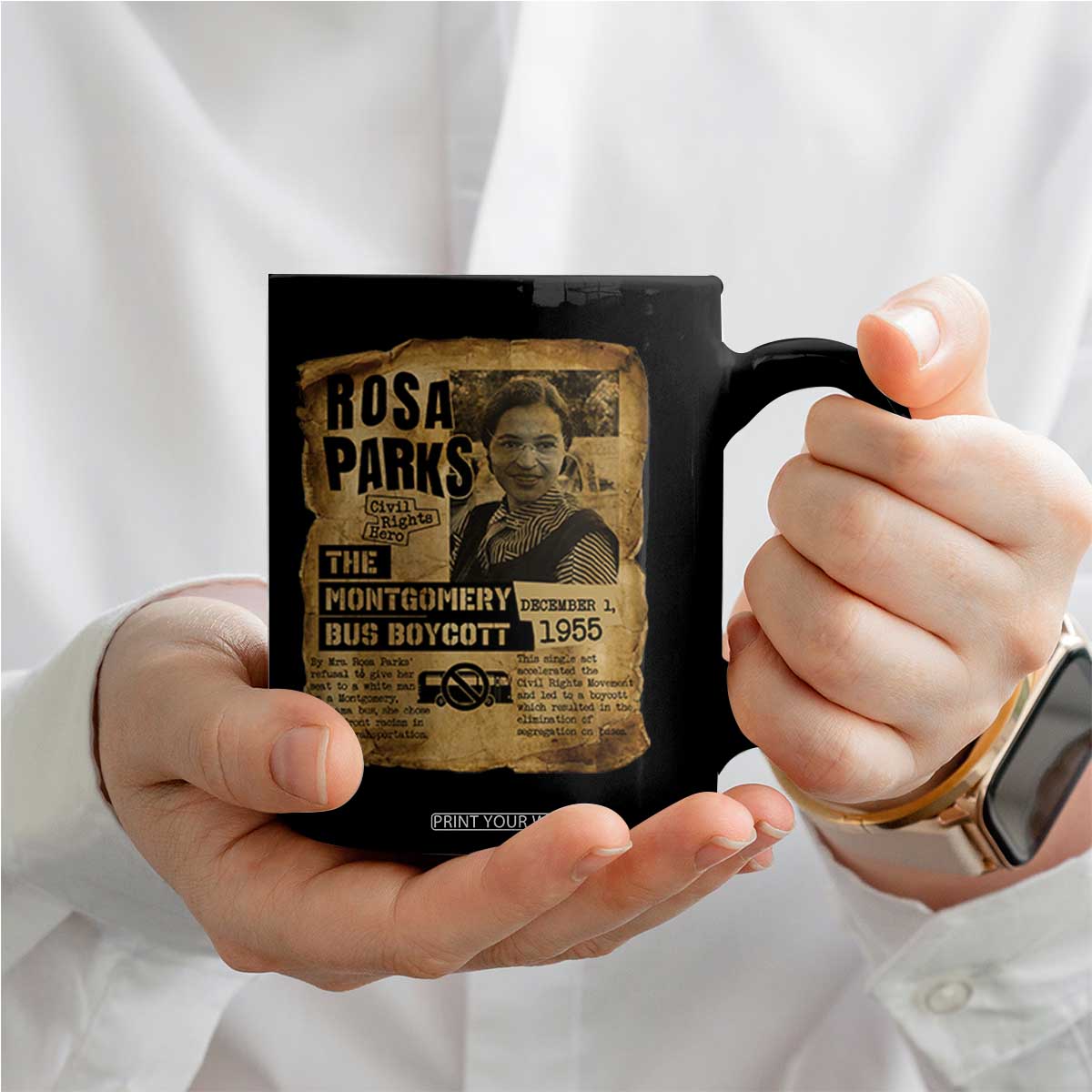Vintage Rosa Parks Coffee Mug Groovy Black History Month TS12 Print Your Wear