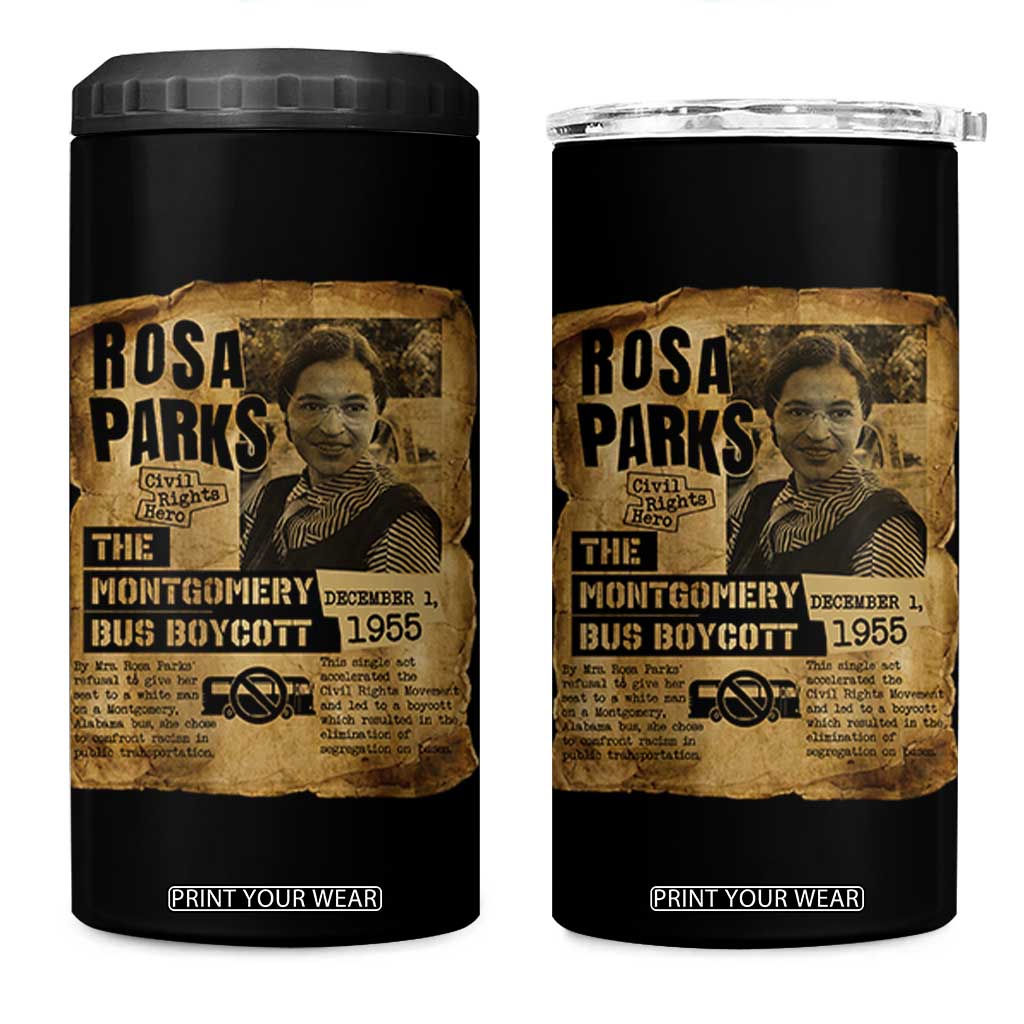 Vintage Rosa Parks 4 in 1 Can Cooler Tumbler Groovy Black History Month TS12 One Size: 16 oz Black Print Your Wear