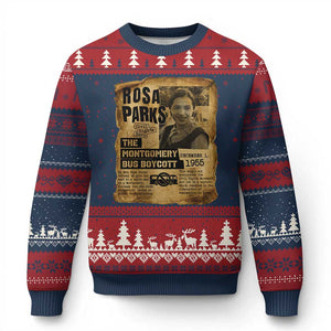 Vintage Rosa Parks Ugly Christmas Sweater Groovy Black History Month TS12 Navy Red Print Your Wear