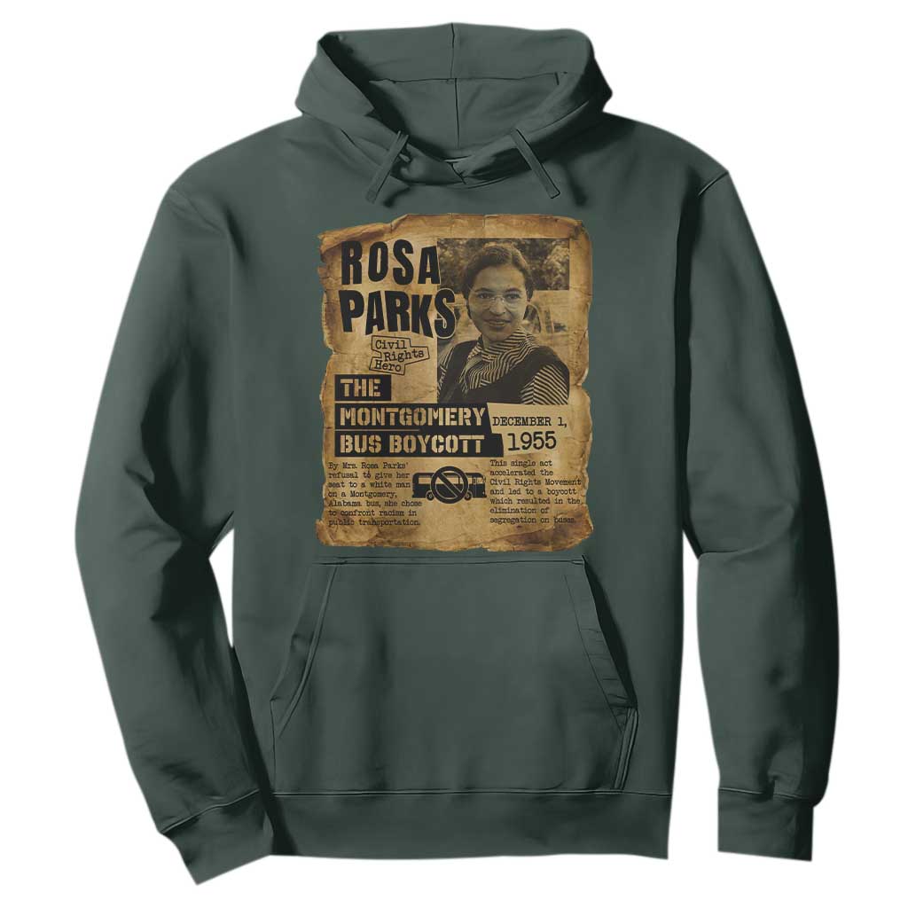 Vintage Rosa Parks Hoodie Groovy Black History Month TS12 Dark Forest Green Print Your Wear
