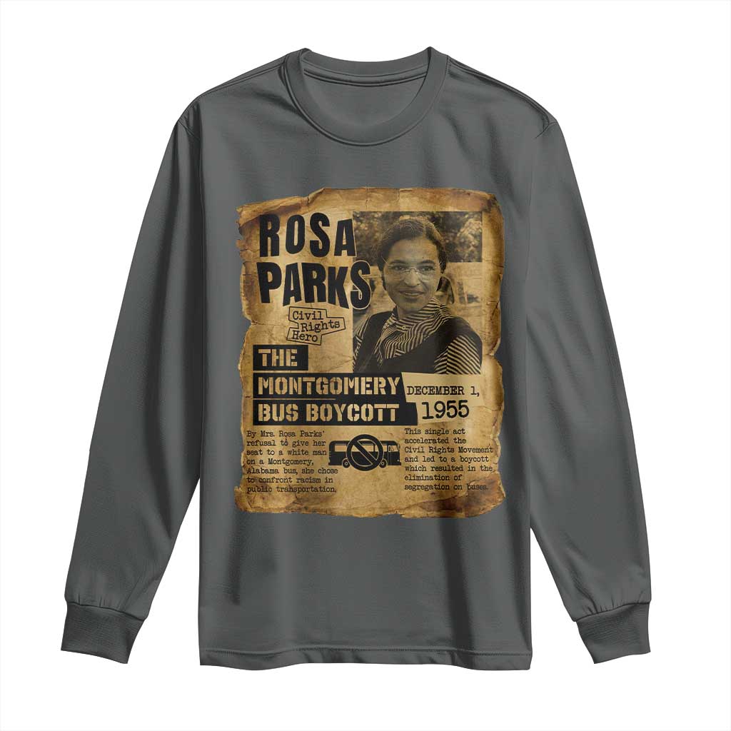 Vintage Rosa Parks Long Sleeve Shirt Groovy Black History Month TS12 Dark Heather Print Your Wear