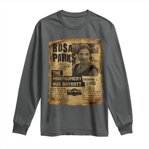 Vintage Rosa Parks Long Sleeve Shirt Groovy Black History Month TS12 Dark Heather Print Your Wear