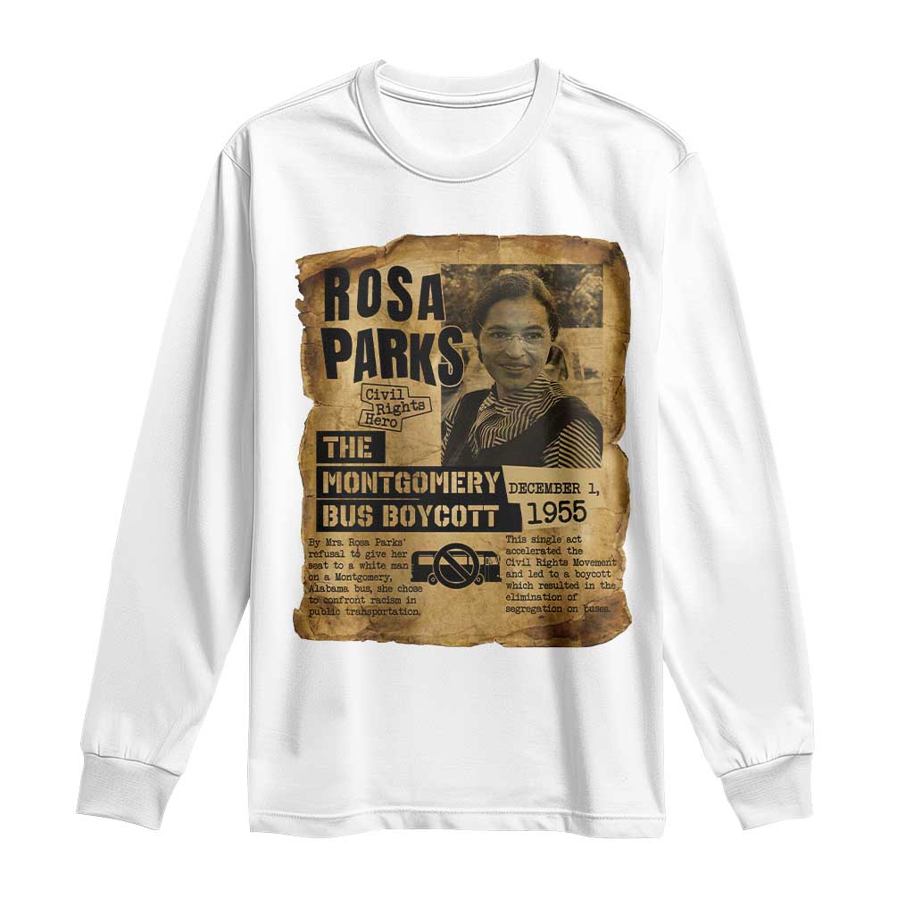 Vintage Rosa Parks Long Sleeve Shirt Groovy Black History Month TS12 White Print Your Wear