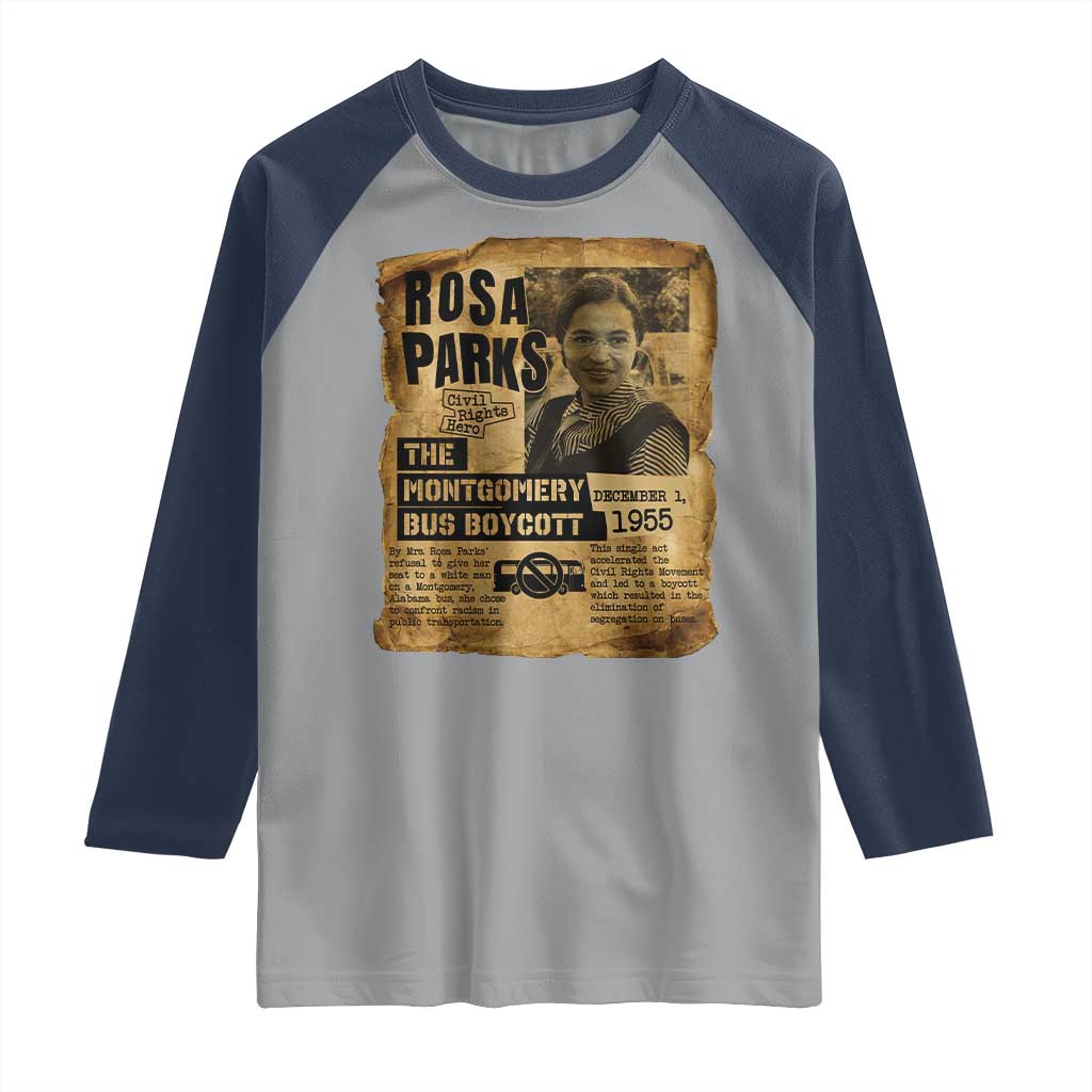 Vintage Rosa Parks Raglan Shirt Groovy Black History Month TS12 Sport Gray Navy Print Your Wear