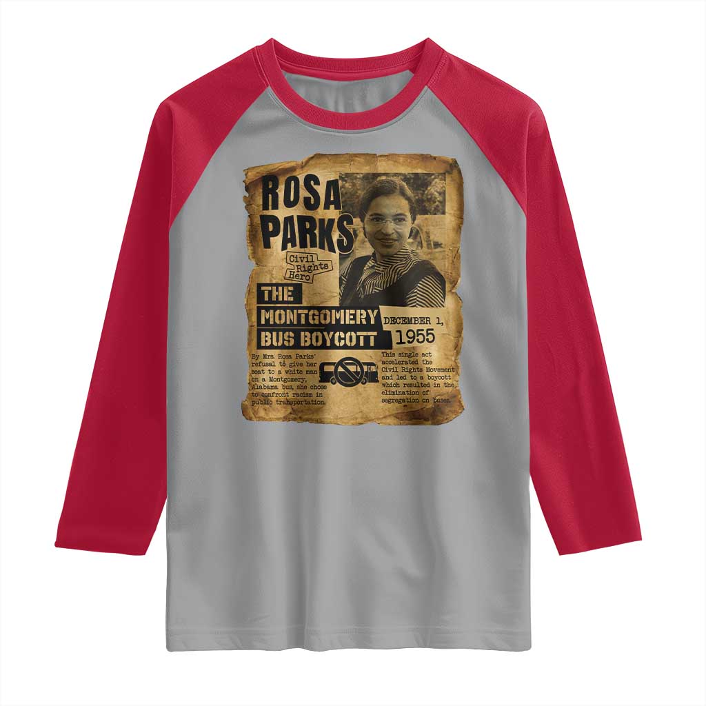 Vintage Rosa Parks Raglan Shirt Groovy Black History Month TS12 Sport Gray Red Print Your Wear