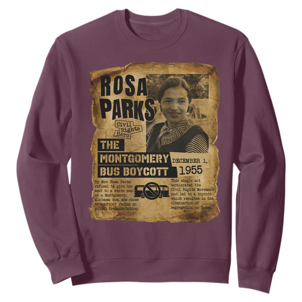Vintage Rosa Parks Sweatshirt Groovy Black History Month TS12 Maroon Print Your Wear