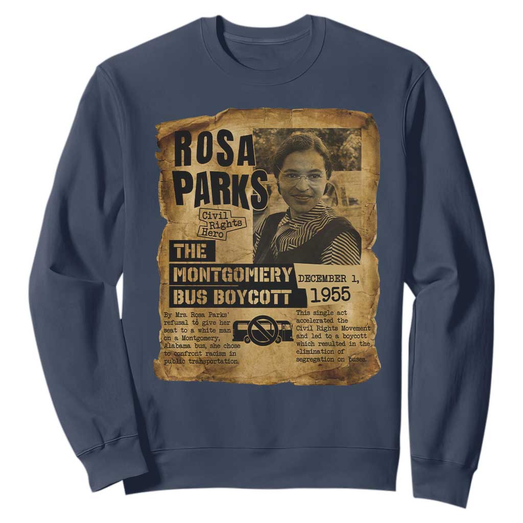 Vintage Rosa Parks Sweatshirt Groovy Black History Month TS12 Navy Print Your Wear