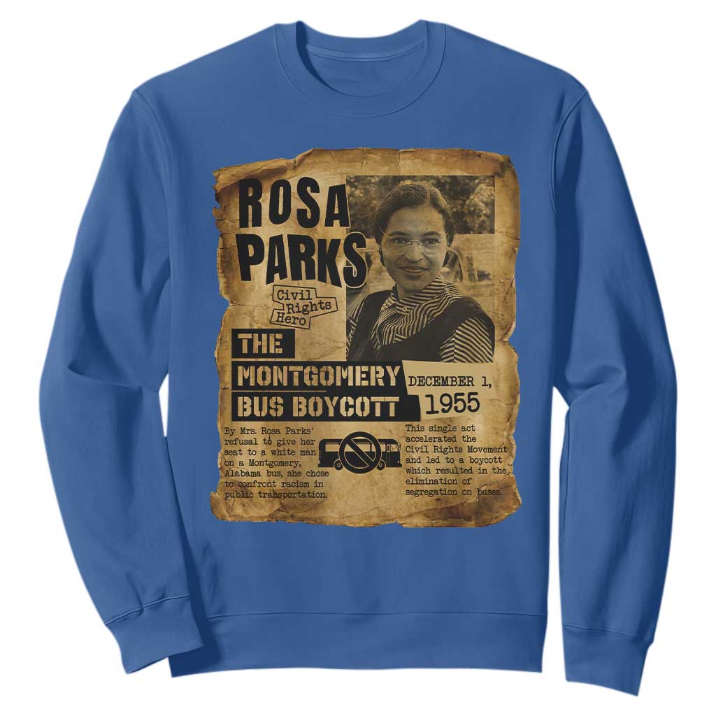 Vintage Rosa Parks Sweatshirt Groovy Black History Month TS12 Royal Blue Print Your Wear