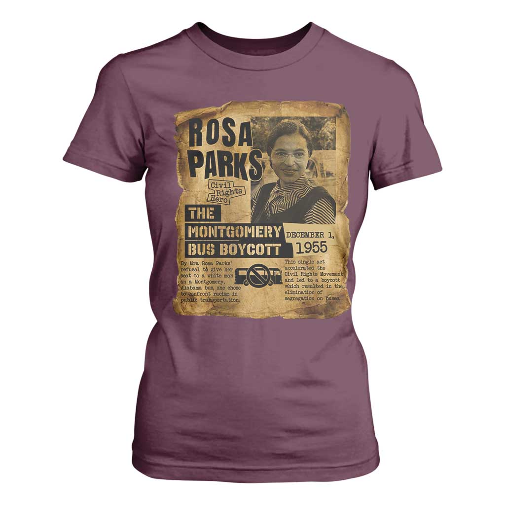Vintage Rosa Parks T Shirt For Women Groovy Black History Month TS12 Maroon Print Your Wear