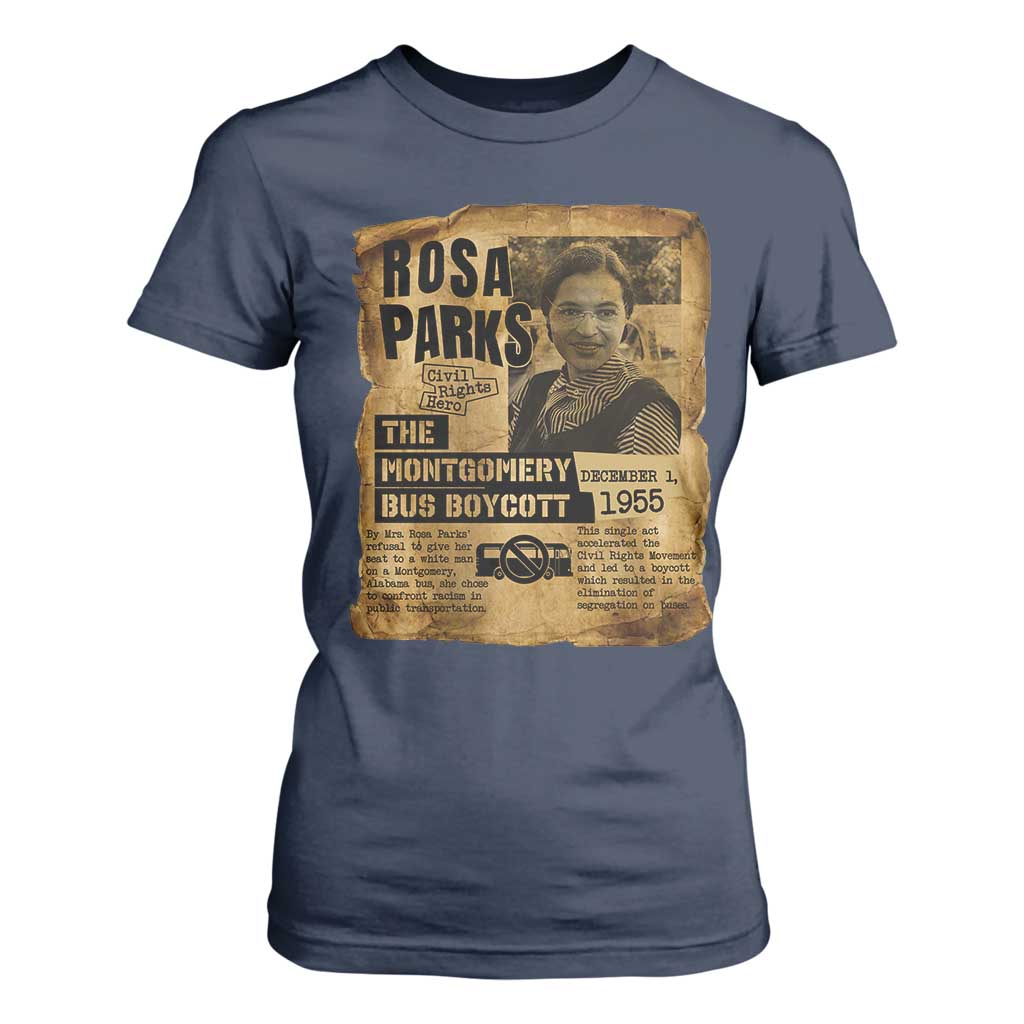 Vintage Rosa Parks T Shirt For Women Groovy Black History Month TS12 Navy Print Your Wear