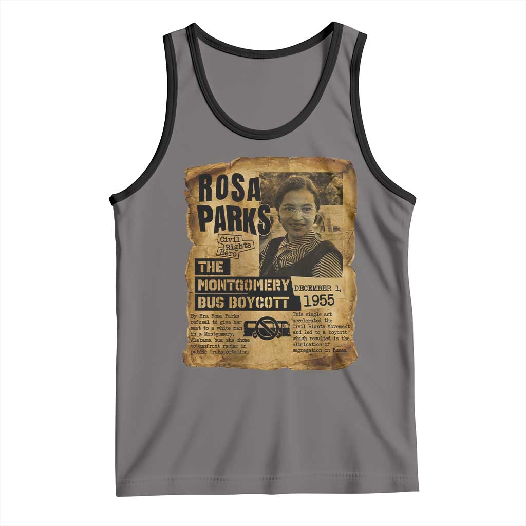 Vintage Rosa Parks Tank Top Groovy Black History Month TS12 Deep Heather Black Print Your Wear