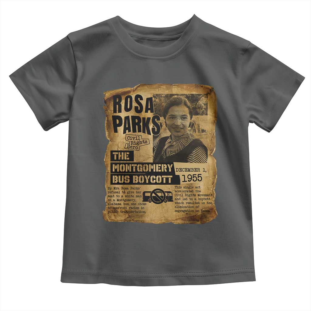 Vintage Rosa Parks Toddler T Shirt Groovy Black History Month TS12 Dark Heather Print Your Wear