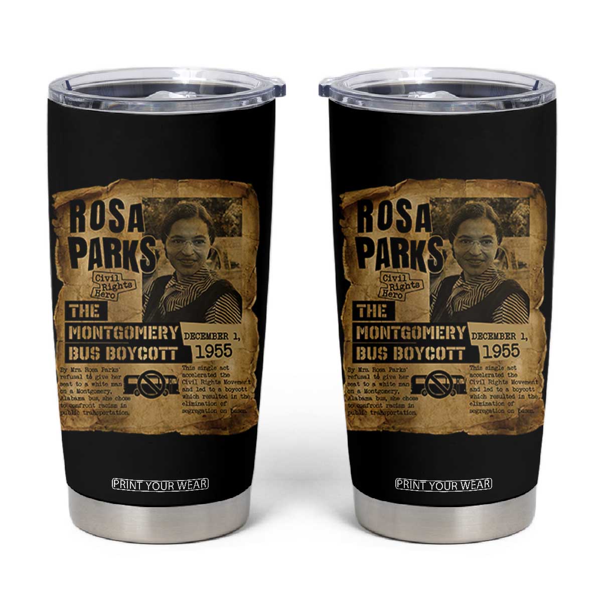 Vintage Rosa Parks Tumbler Cup Groovy Black History Month TS12 Black Print Your Wear