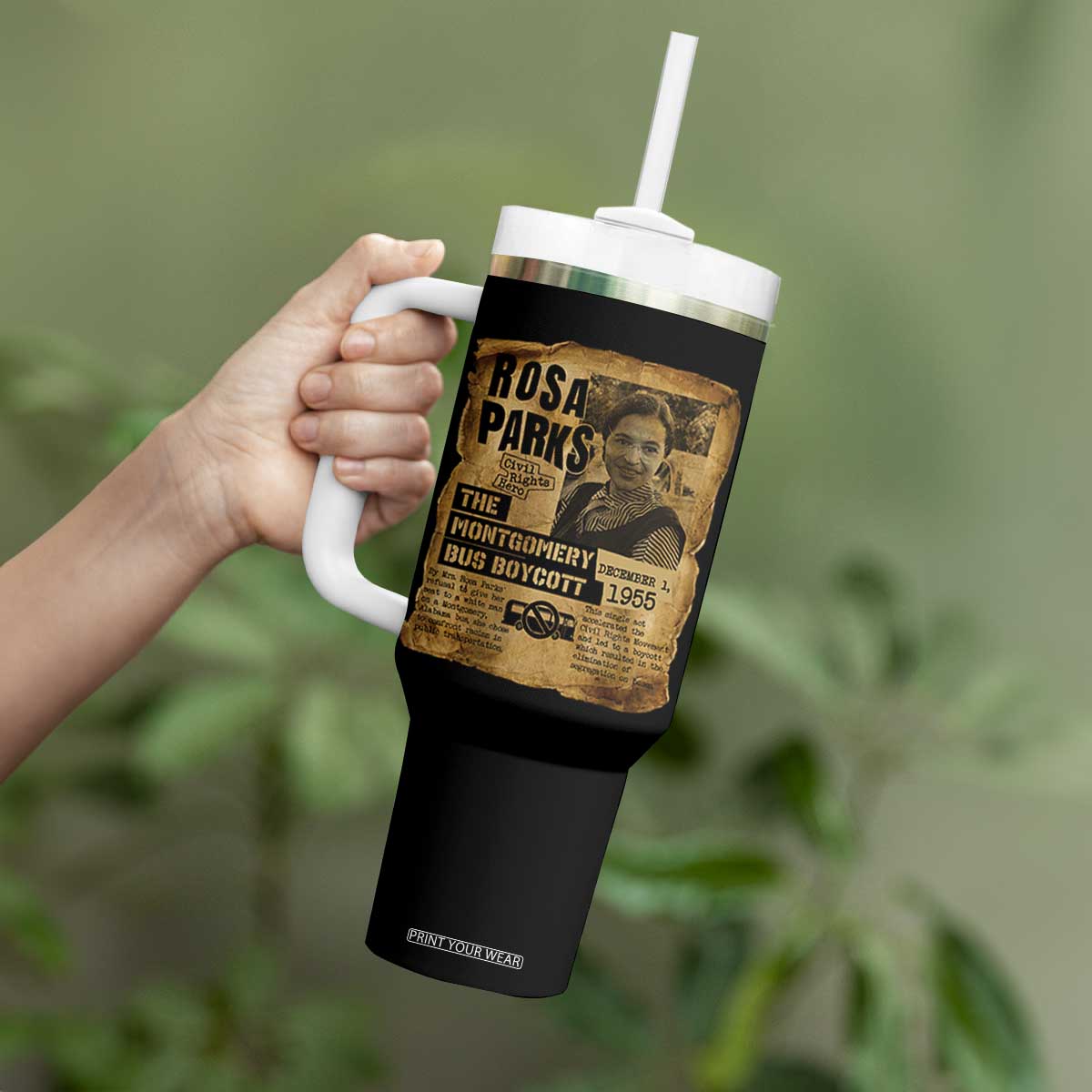 Vintage Rosa Parks Tumbler With Handle Groovy Black History Month TS12 Print Your Wear