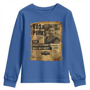 Vintage Rosa Parks Youth Sweatshirt Groovy Black History Month TS12 Royal Blue Print Your Wear