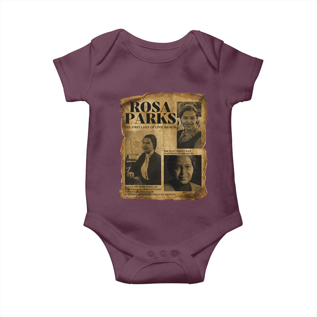 Vintage Rosa Parks Baby Onesie Women Empowerment Inspirational Quote TS12 Maroon Print Your Wear