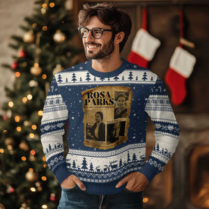Vintage Rosa Parks Ugly Christmas Sweater Women Empowerment Inspirational Quote TS12 Navy Beige Print Your Wear