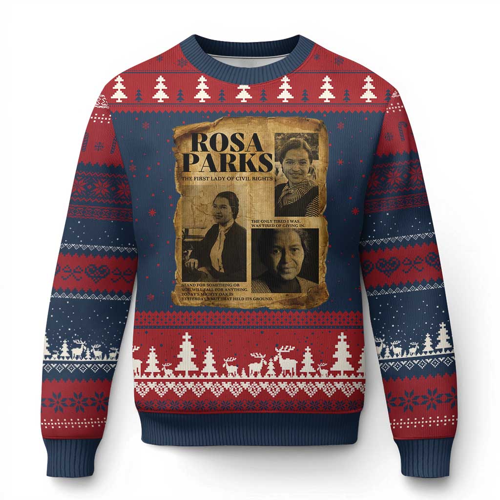 Vintage Rosa Parks Ugly Christmas Sweater Women Empowerment Inspirational Quote TS12 Navy Red Print Your Wear