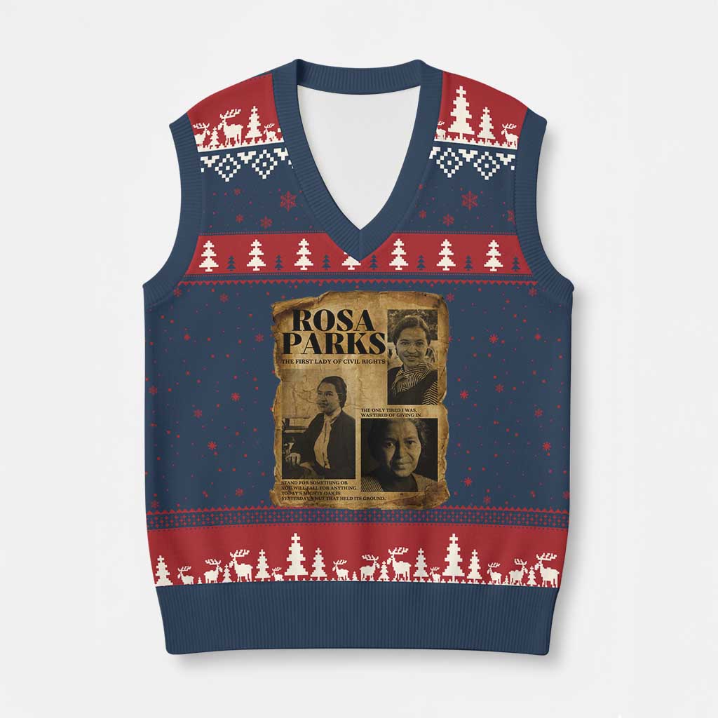 Vintage Rosa Parks V-Neck Knit Sweater Vest Women Empowerment Inspirational Quote TS12 Navy Red Print Your Wear