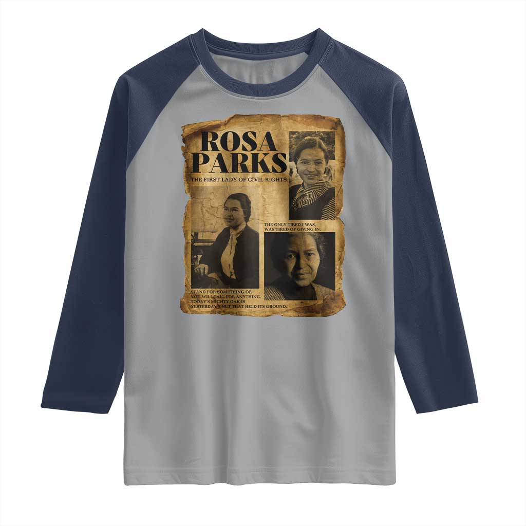 Vintage Rosa Parks Raglan Shirt Women Empowerment Inspirational Quote TS12 Sport Gray Navy Print Your Wear