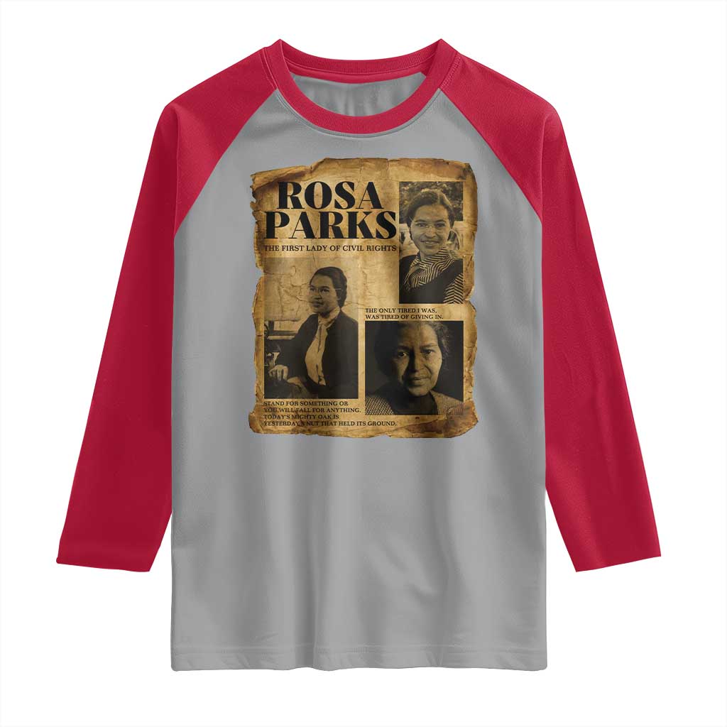 Vintage Rosa Parks Raglan Shirt Women Empowerment Inspirational Quote TS12 Sport Gray Red Print Your Wear