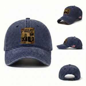 Vintage Rosa Parks Washed Cotton Baseball Cap Women Empowerment Inspirational Quote TS12 Washed Cap Universal Fit Navy Print Your Wear
