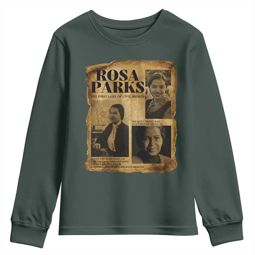 Vintage Rosa Parks Youth Sweatshirt Women Empowerment Inspirational Quote TS12 Dark Forest Green Print Your Wear