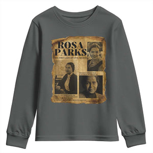 Vintage Rosa Parks Youth Sweatshirt Women Empowerment Inspirational Quote TS12 Dark Heather Print Your Wear