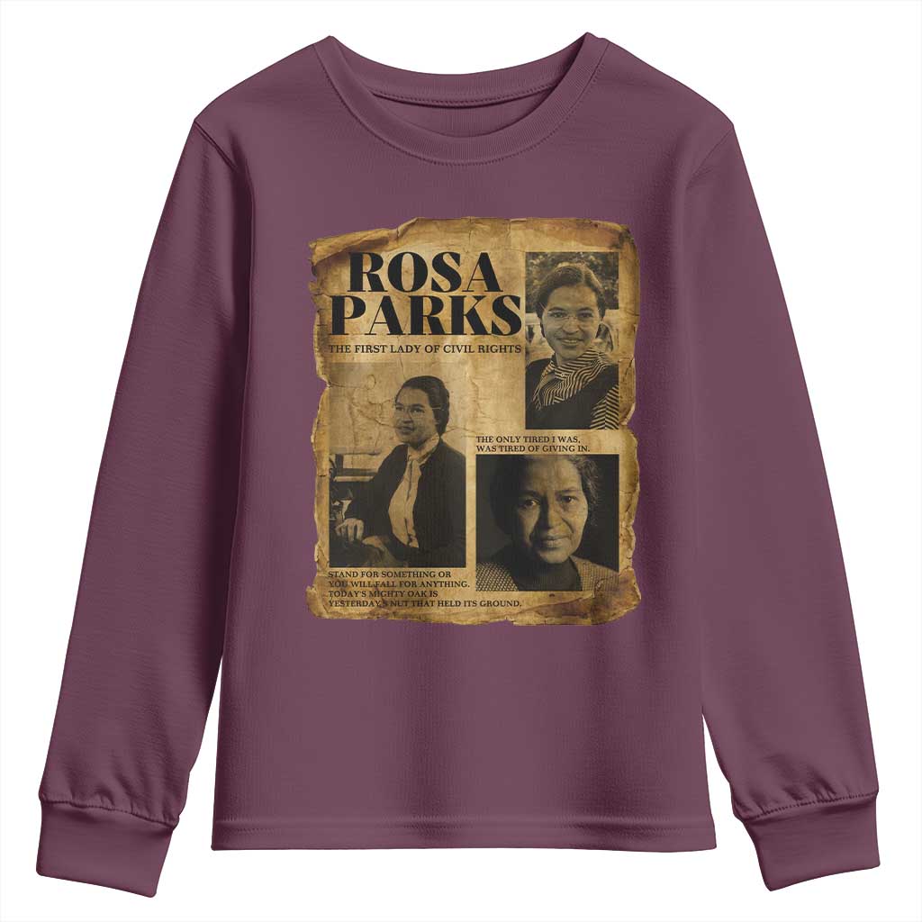 Vintage Rosa Parks Youth Sweatshirt Women Empowerment Inspirational Quote TS12 Maroon Print Your Wear