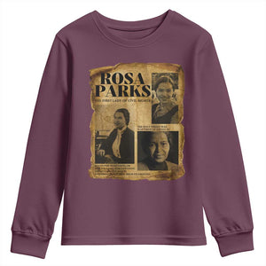 Vintage Rosa Parks Youth Sweatshirt Women Empowerment Inspirational Quote TS12 Maroon Print Your Wear