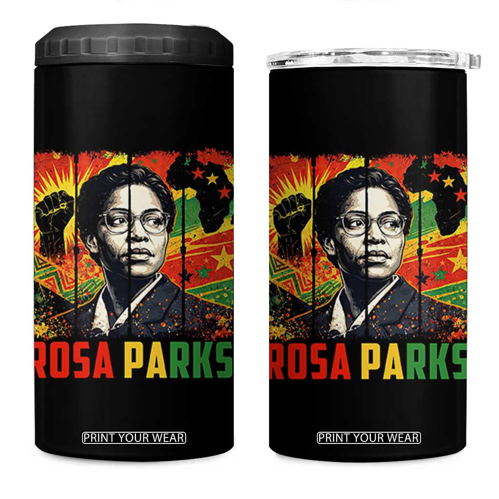 Rosa Parks 4 in 1 Can Cooler Tumbler Strong Black Women Pride TS12 One Size: 16 oz Black Print Your Wear