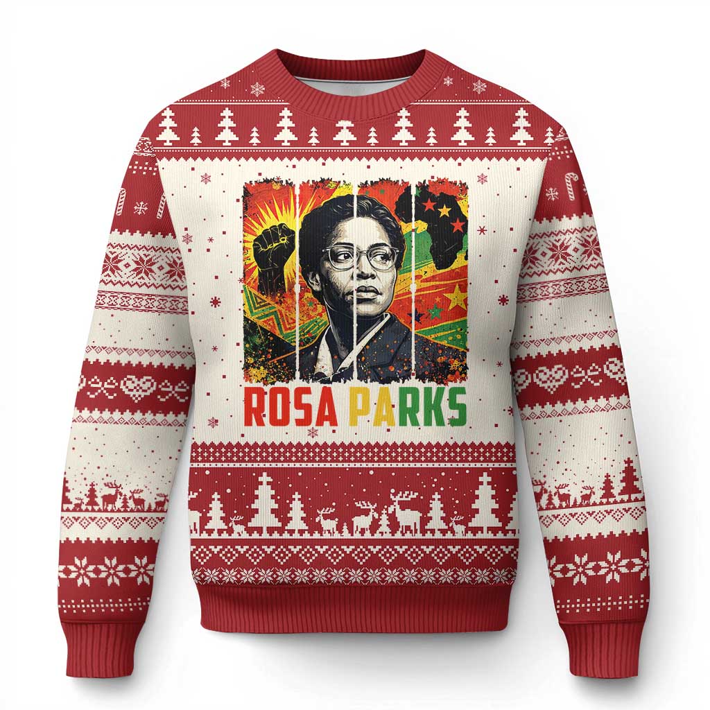 Rosa Parks Ugly Christmas Sweater Strong Black Women Pride TS12 Beige Red Print Your Wear