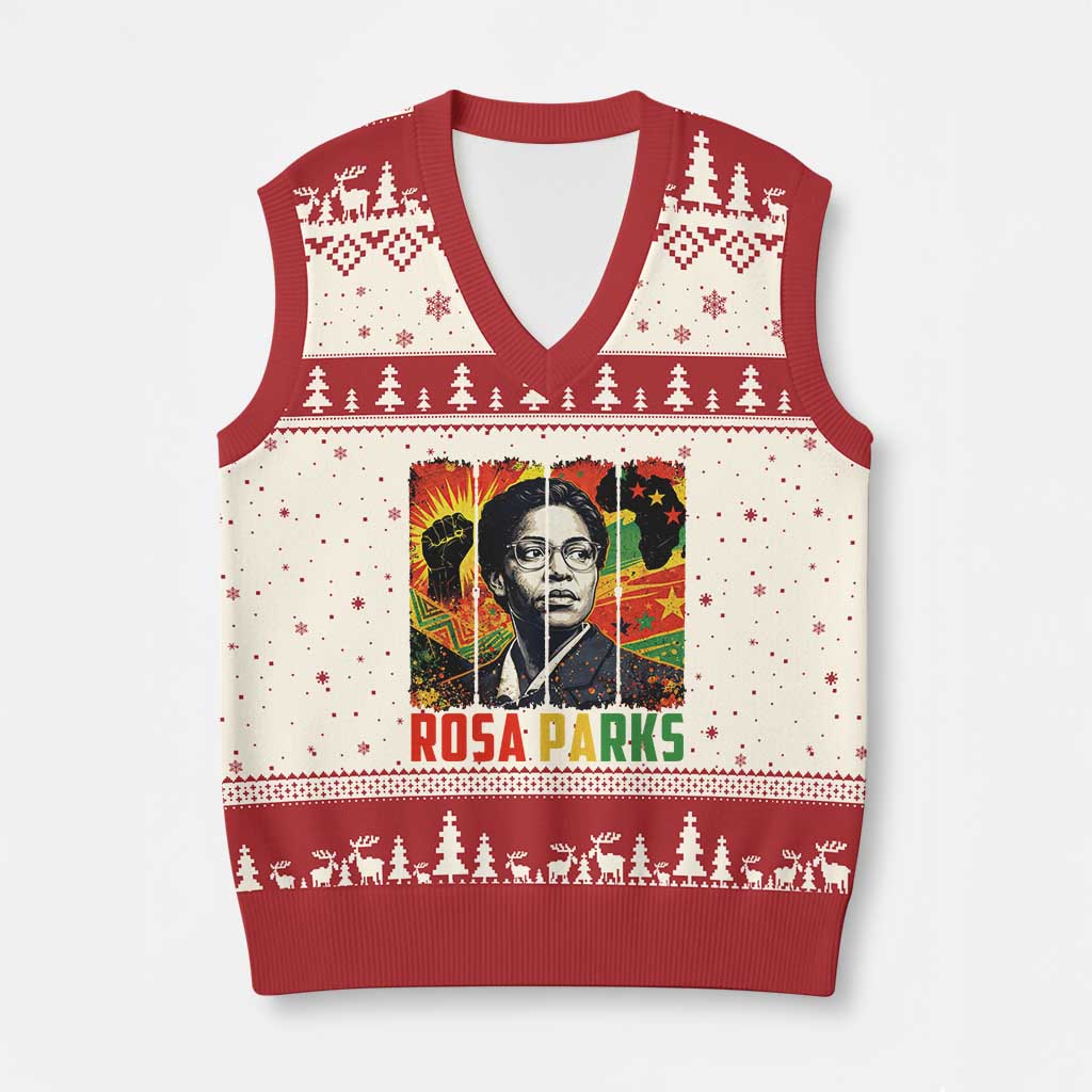 Rosa Parks V-Neck Knit Sweater Vest Strong Black Women Pride TS12 Beige Red Print Your Wear