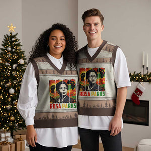 Rosa Parks V-Neck Knit Sweater Vest Strong Black Women Pride TS12 Mocha Mousse Print Your Wear