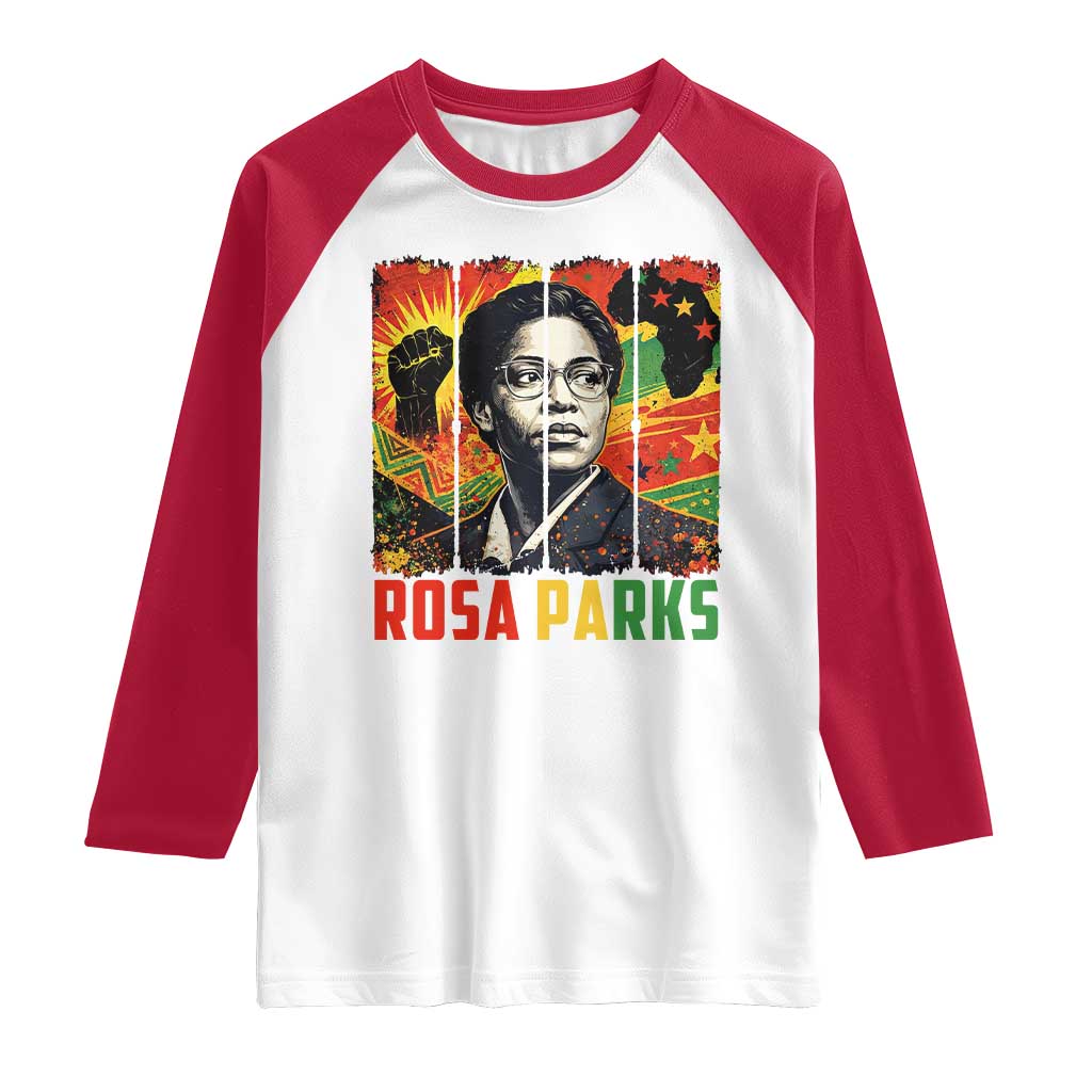 Rosa Parks Raglan Shirt Strong Black Women Pride TS12 White Red Print Your Wear