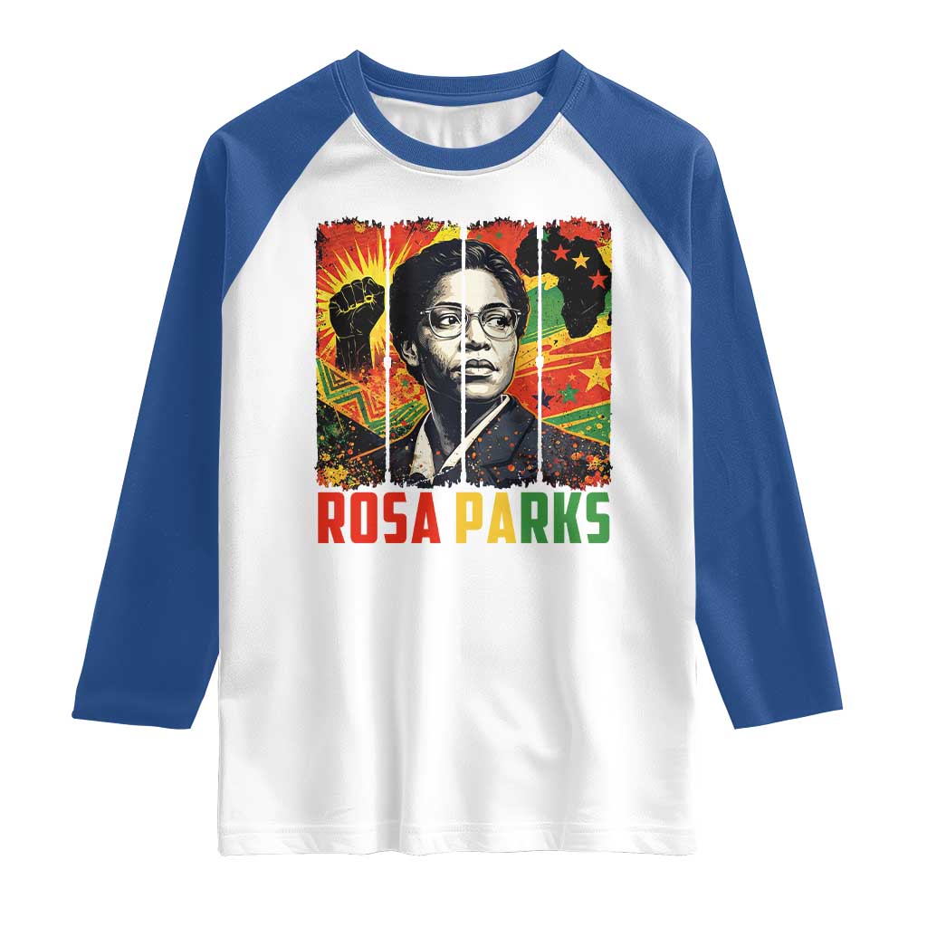 Rosa Parks Raglan Shirt Strong Black Women Pride TS12 White Royal Print Your Wear
