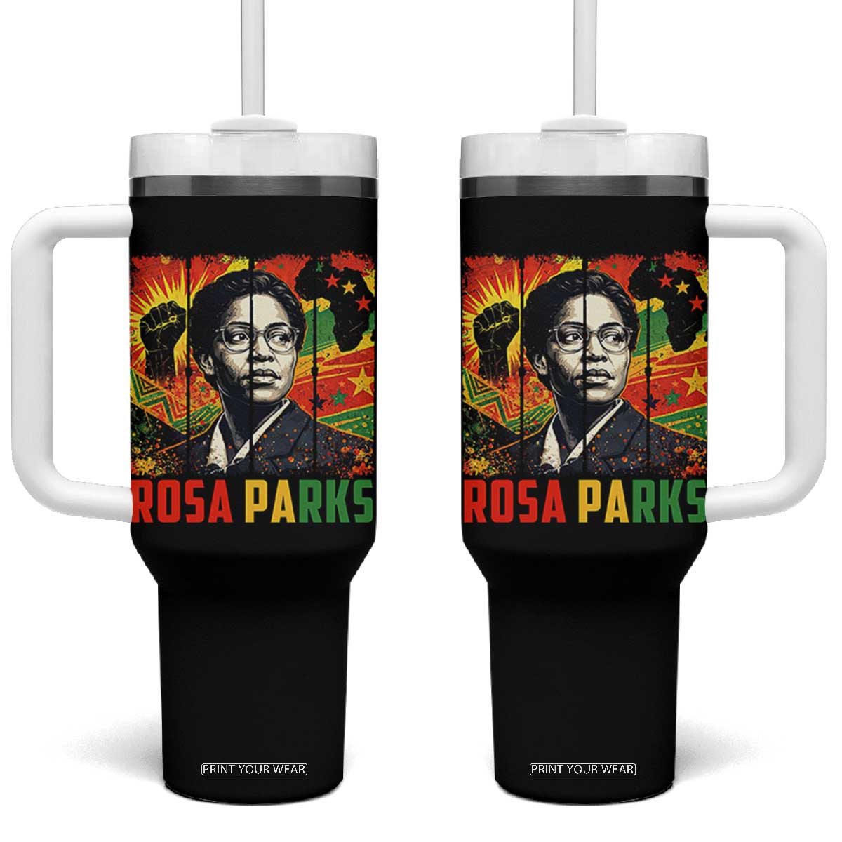 Rosa Parks Tumbler With Handle Strong Black Women Pride TS12 One Size: 40 oz Black Print Your Wear