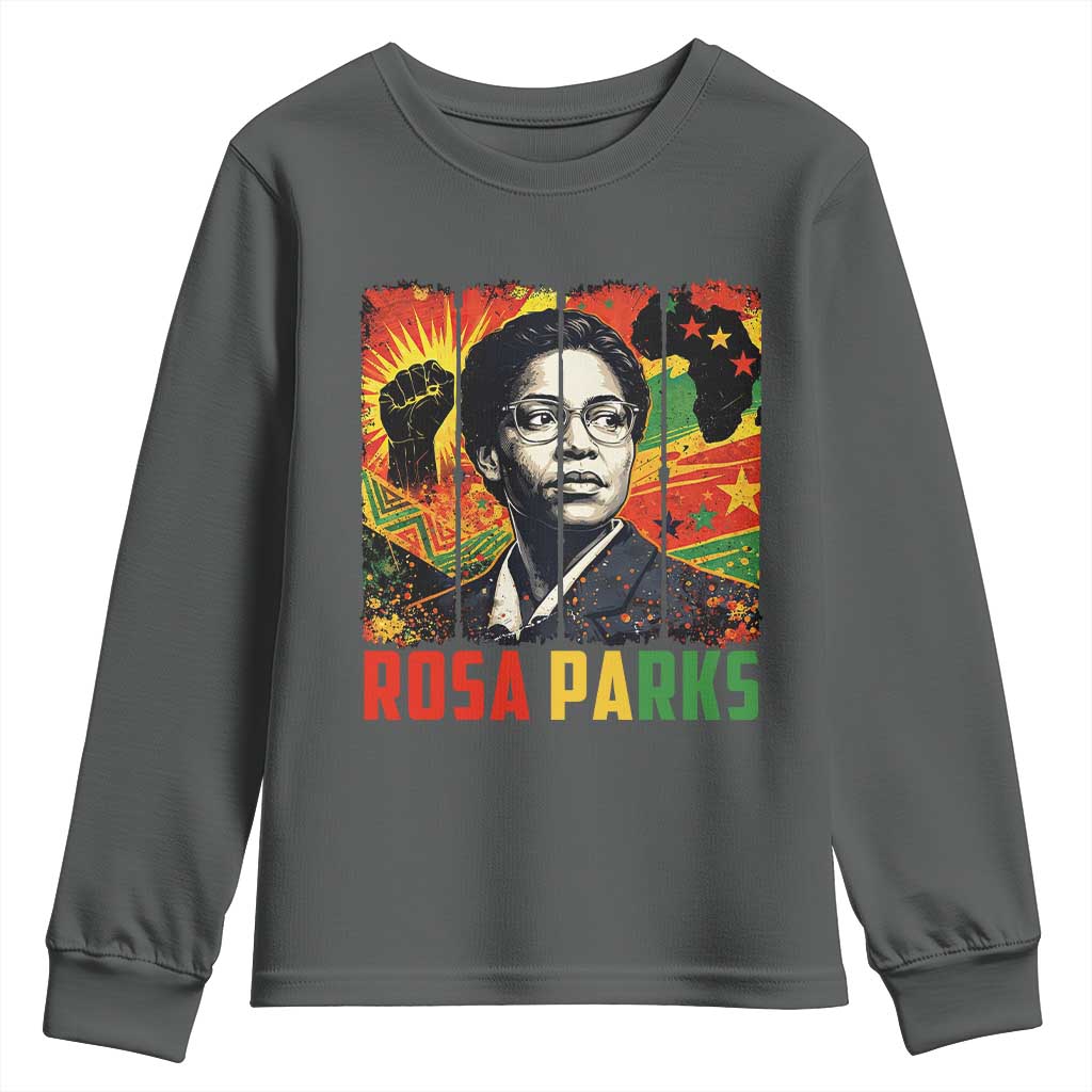 Rosa Parks Youth Sweatshirt Strong Black Women Pride TS12 Dark Heather Print Your Wear