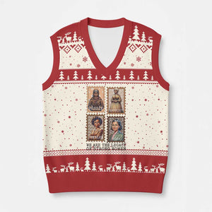 We Are The Legacy Of Strong Women V-Neck Knit Sweater Vest Black History Month Gift TS12 Beige Red Print Your Wear