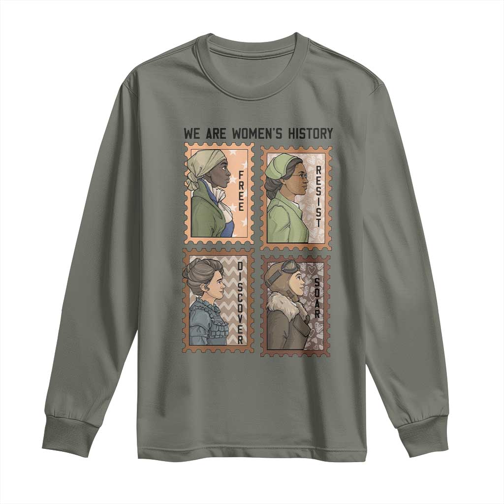 Black Women History Leaders Long Sleeve Shirt Womens History Month TS12 Military Green Print Your Wear