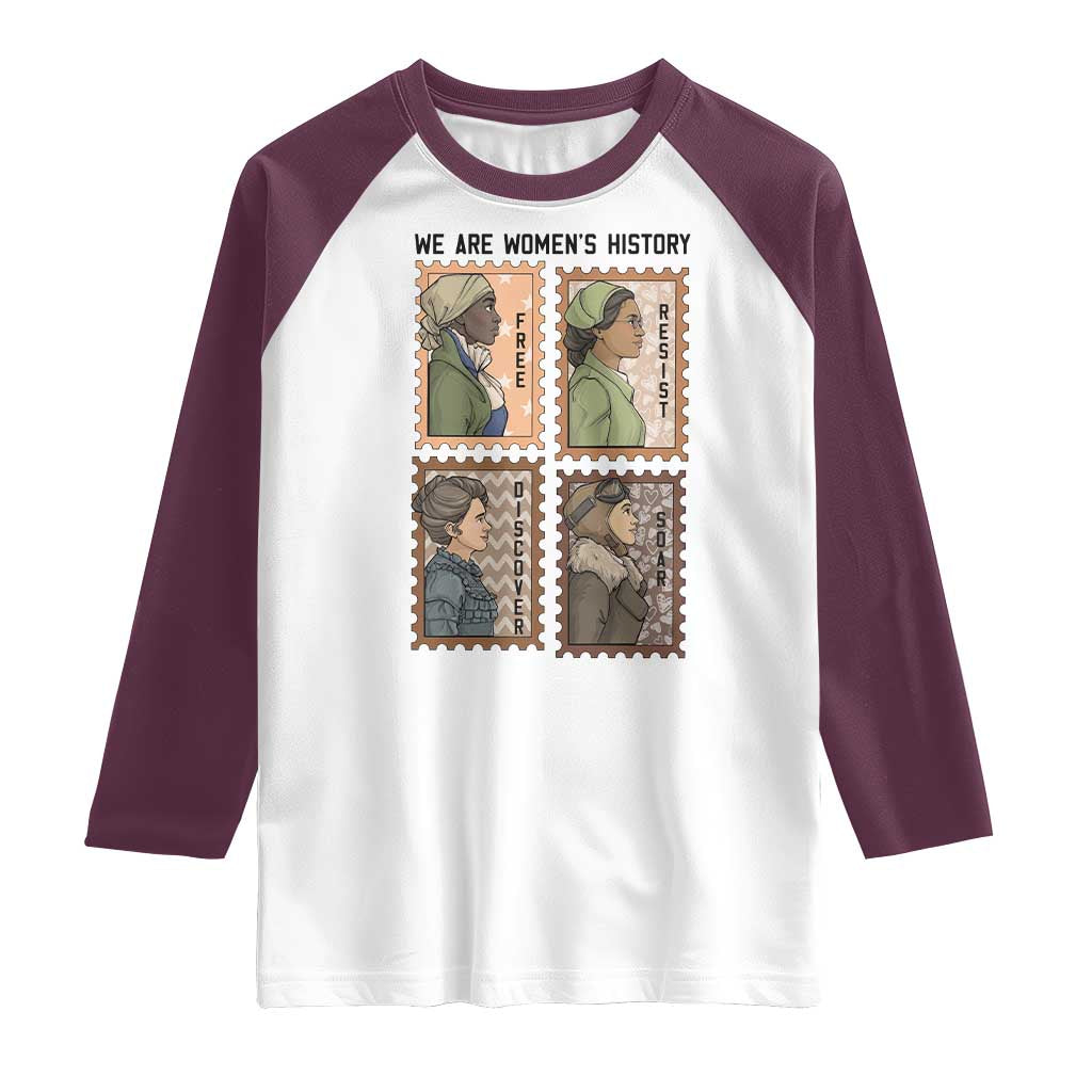 Black Women History Leaders Raglan Shirt Womens History Month TS12 White Maroon Print Your Wear