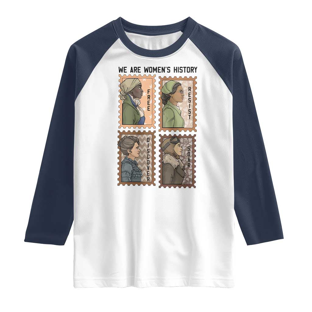 Black Women History Leaders Raglan Shirt Womens History Month TS12 White Navy Print Your Wear