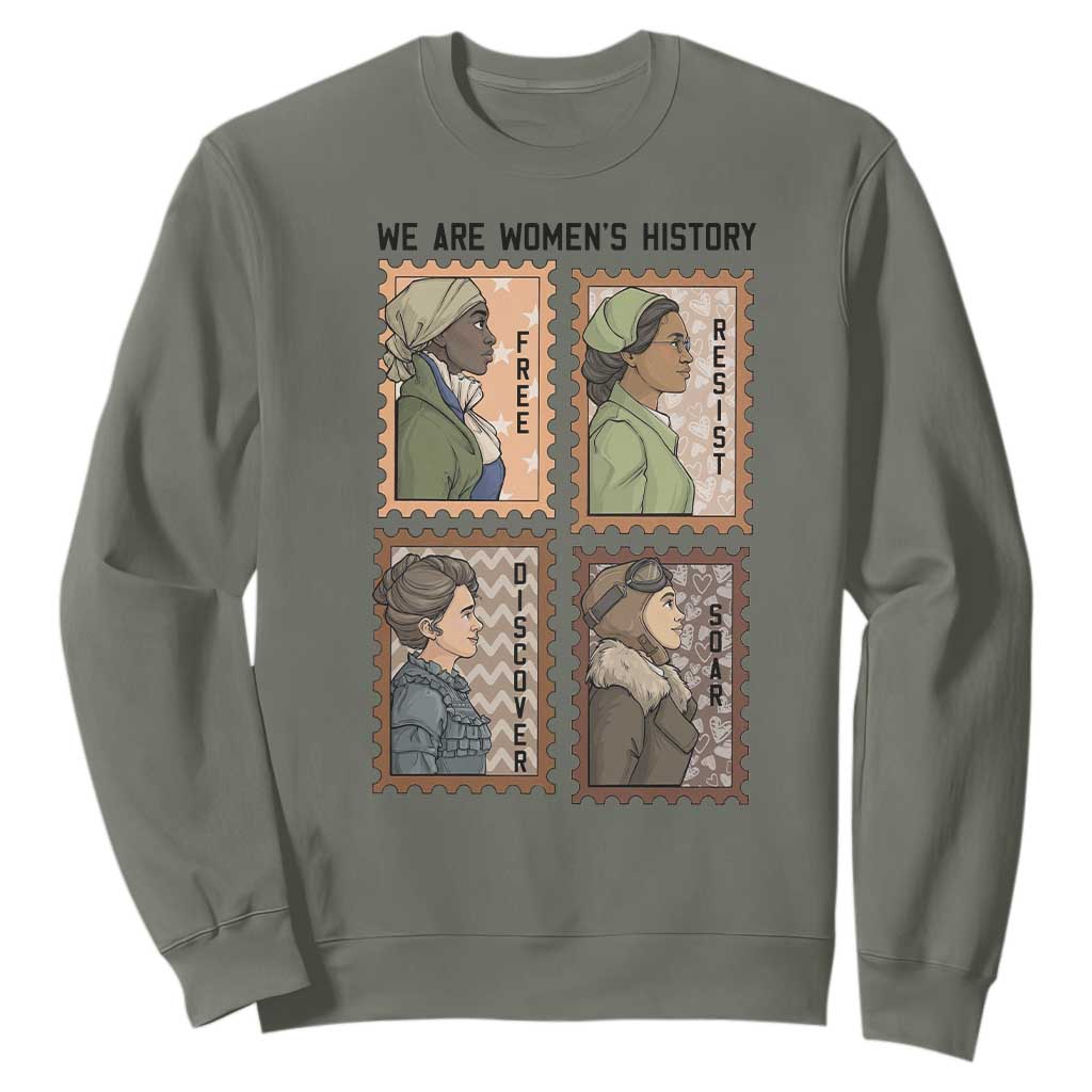 Black Women History Leaders Sweatshirt Womens History Month TS12 Military Green Print Your Wear