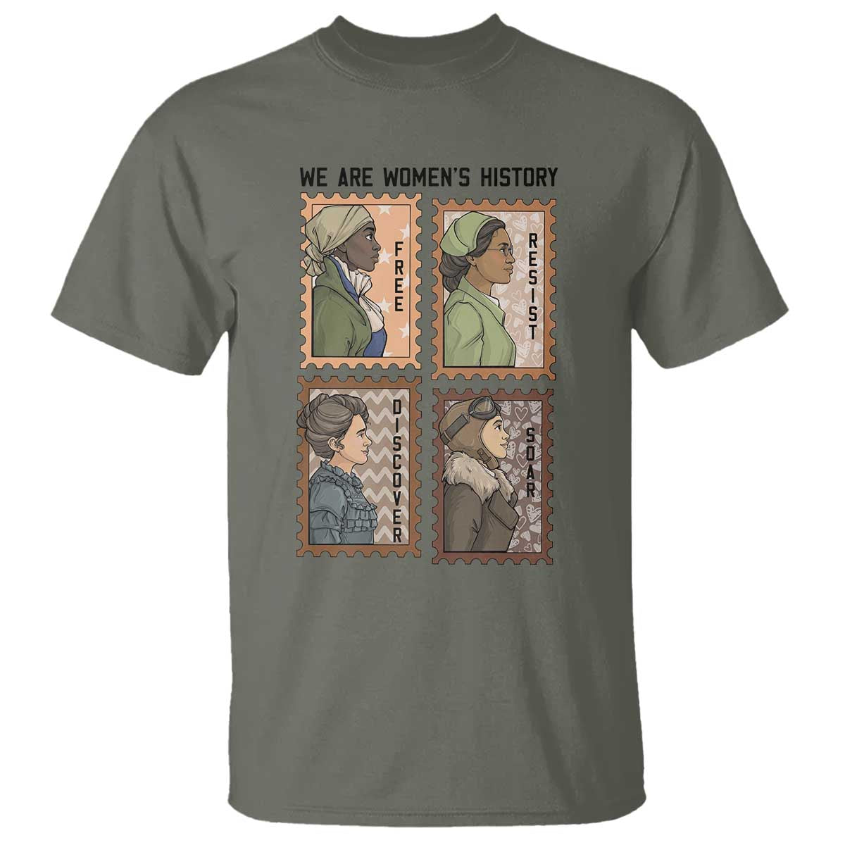 Black Women History Leaders T Shirt Womens History Month TS12 Military Green Print Your Wear