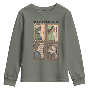 Black Women History Leaders Youth Sweatshirt Womens History Month TS12 Military Green Print Your Wear